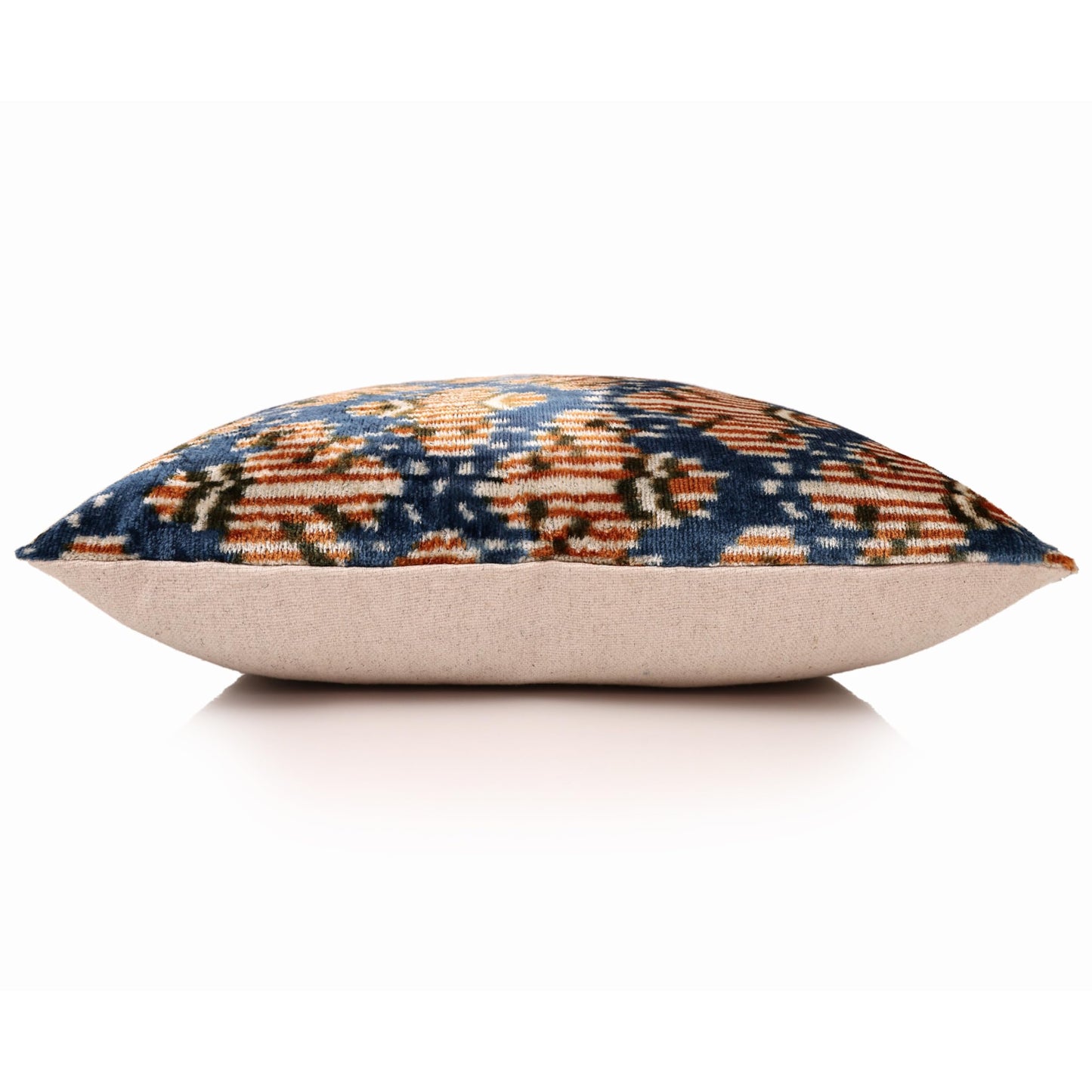 CANVELLO Blue Ikat Silk Velvet Pillow 20x20 | Handmade Designer Accent Cushion