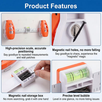 3-in-1 Picture Hanging Tool with Level Ruler