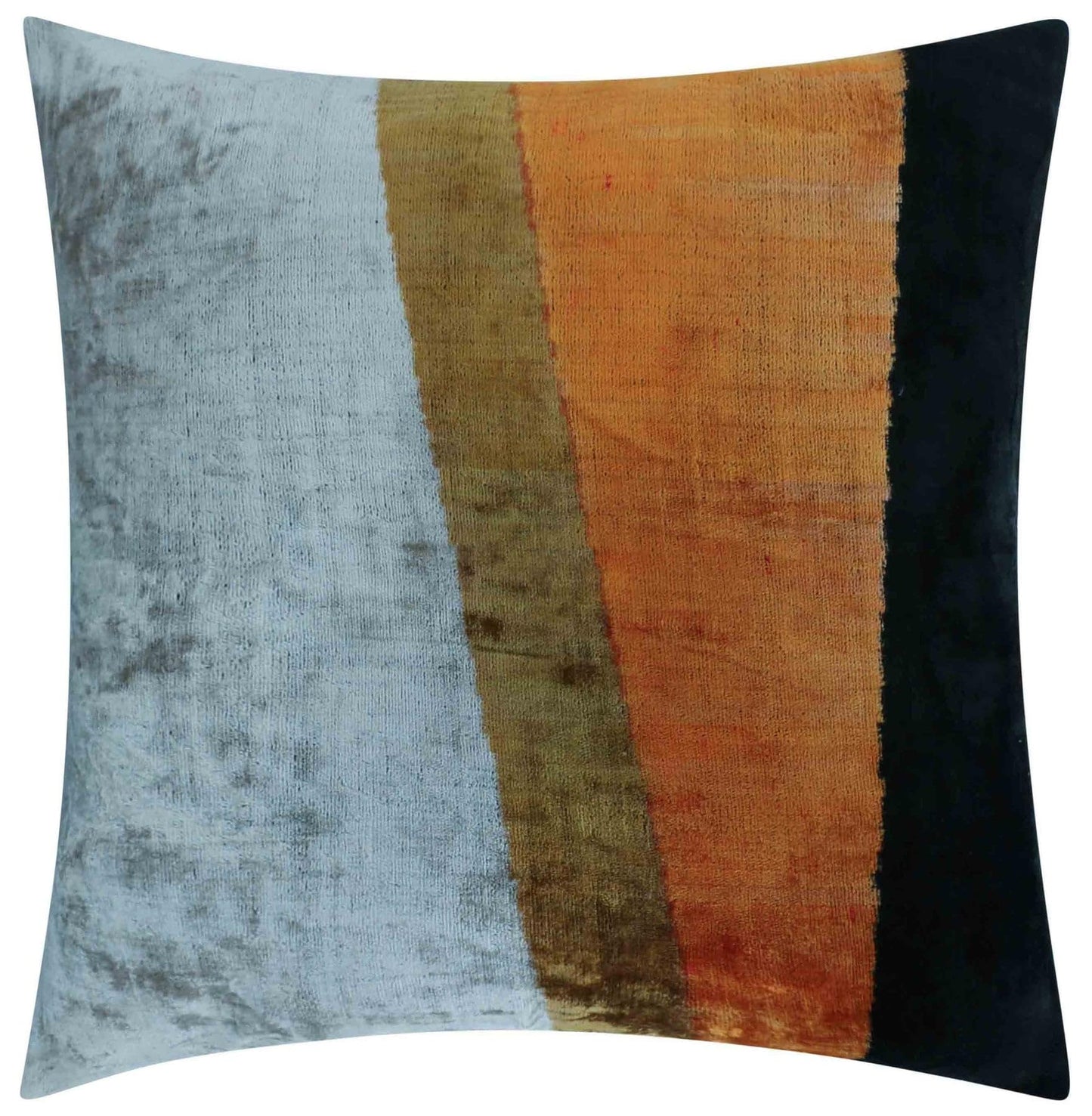 CANVELLO Handmade Velvet Throw Pillow with Earthy Stripe Design, Premium 20x20 Inch Decorative Cushion with Down Feather Insert for Modern and Minimalist Spaces