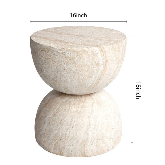 Round Natural Travertine Accent Table