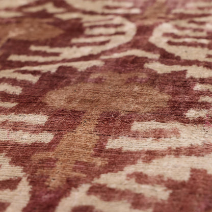 CANVELLO Luxury Handwoven Silk Velvet Throw Pillow 20x20 Inch Burgundy Ikat Pattern