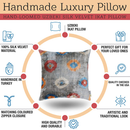 CANVELLO Handmade Decorative Throw Pillow with Down Filled Insert, Gray Polka Dots Pattern Soft Velvet Silk Square Throw Cushion Cover for Living Room Sofa Couch, QC in The USA - 20" x 20" in