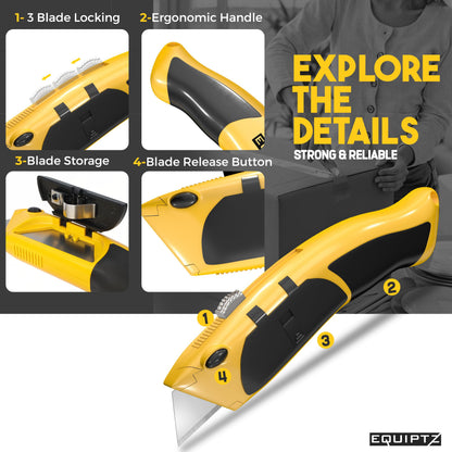 Heavy-Duty Razor Blade Knife with 10 Replacement Blades