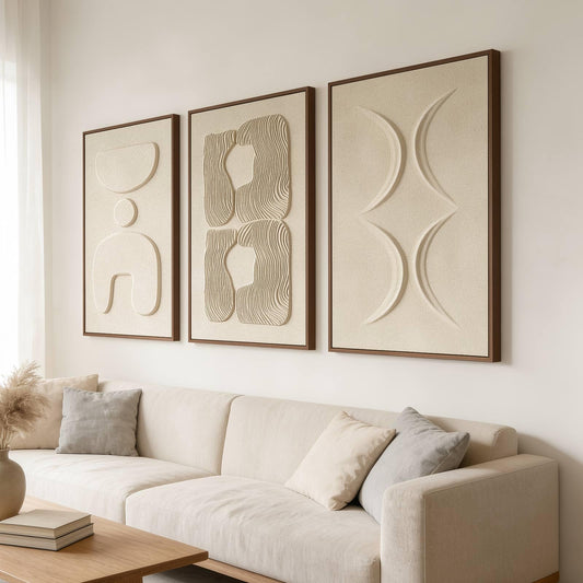 3D Textured Framed Art, Set of 3