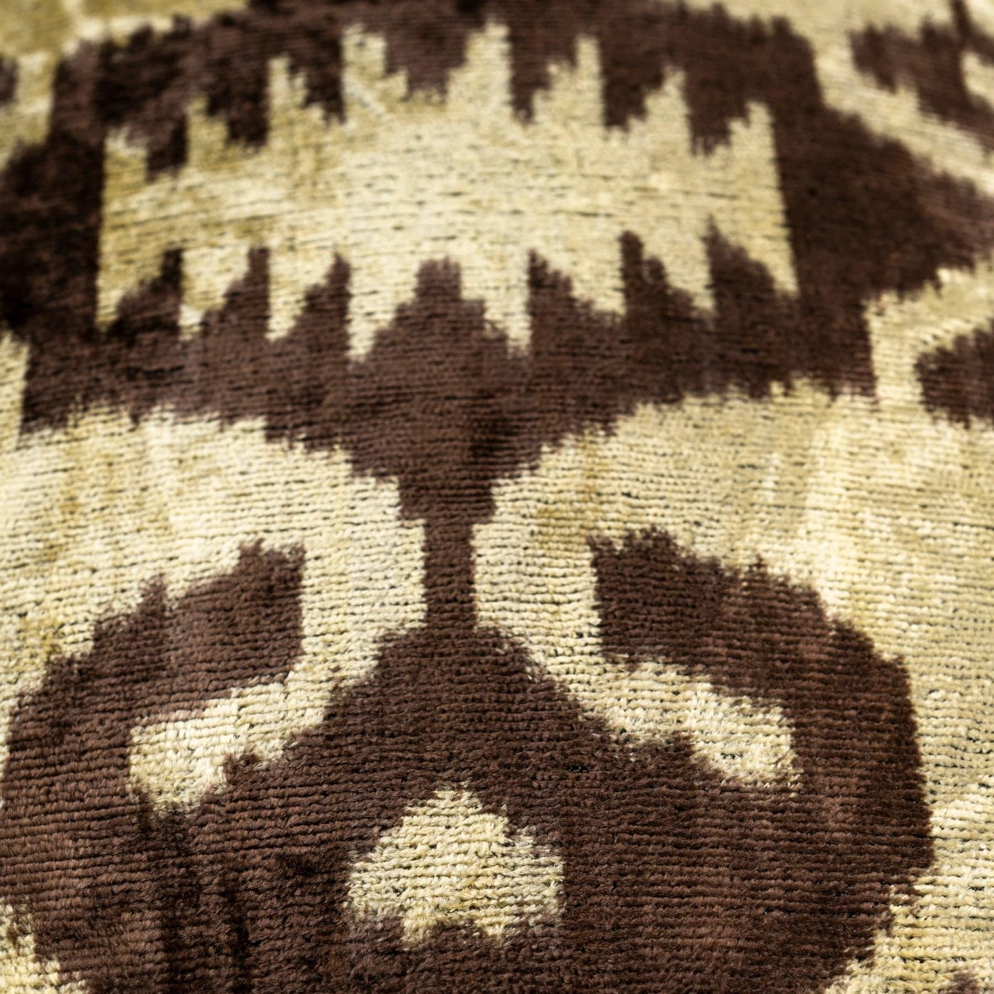 CANVELLO Handmade Velvet Pillow with Insert – Olive & Brown Ikat Pattern, 16x24