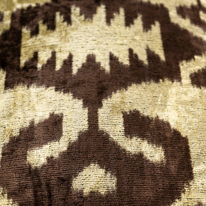 CANVELLO Handmade Velvet Pillow with Insert – Olive & Brown Ikat Pattern, 16x24