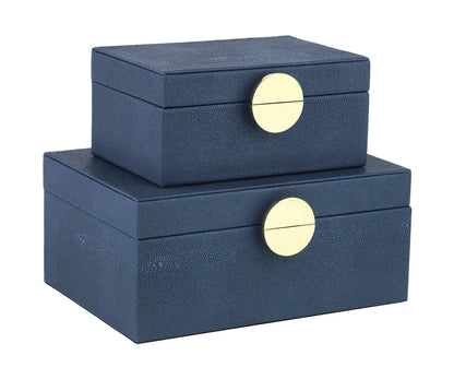 Faux Shagreen Decorative Boxes, Set of 2