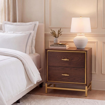 23" Walnut & Brass Nightstand