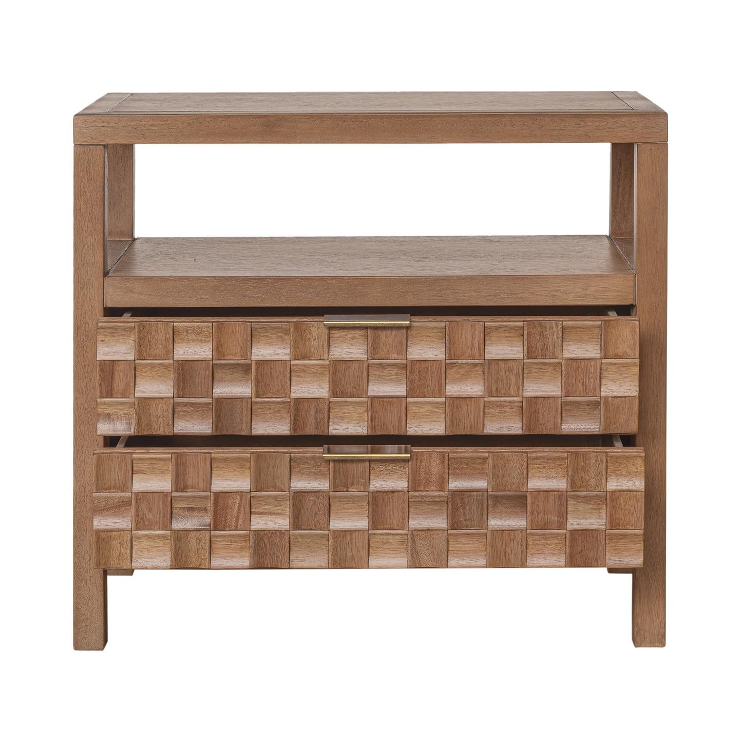 28" Wood Nightstand with Carved Drawers