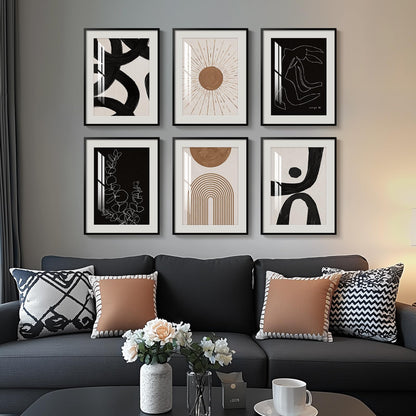 Framed Abstract Wall Art, Set of 6