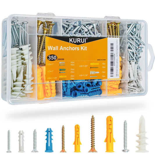 350 Piece Set of Assorted Screws and Anchors for Picture Hanging