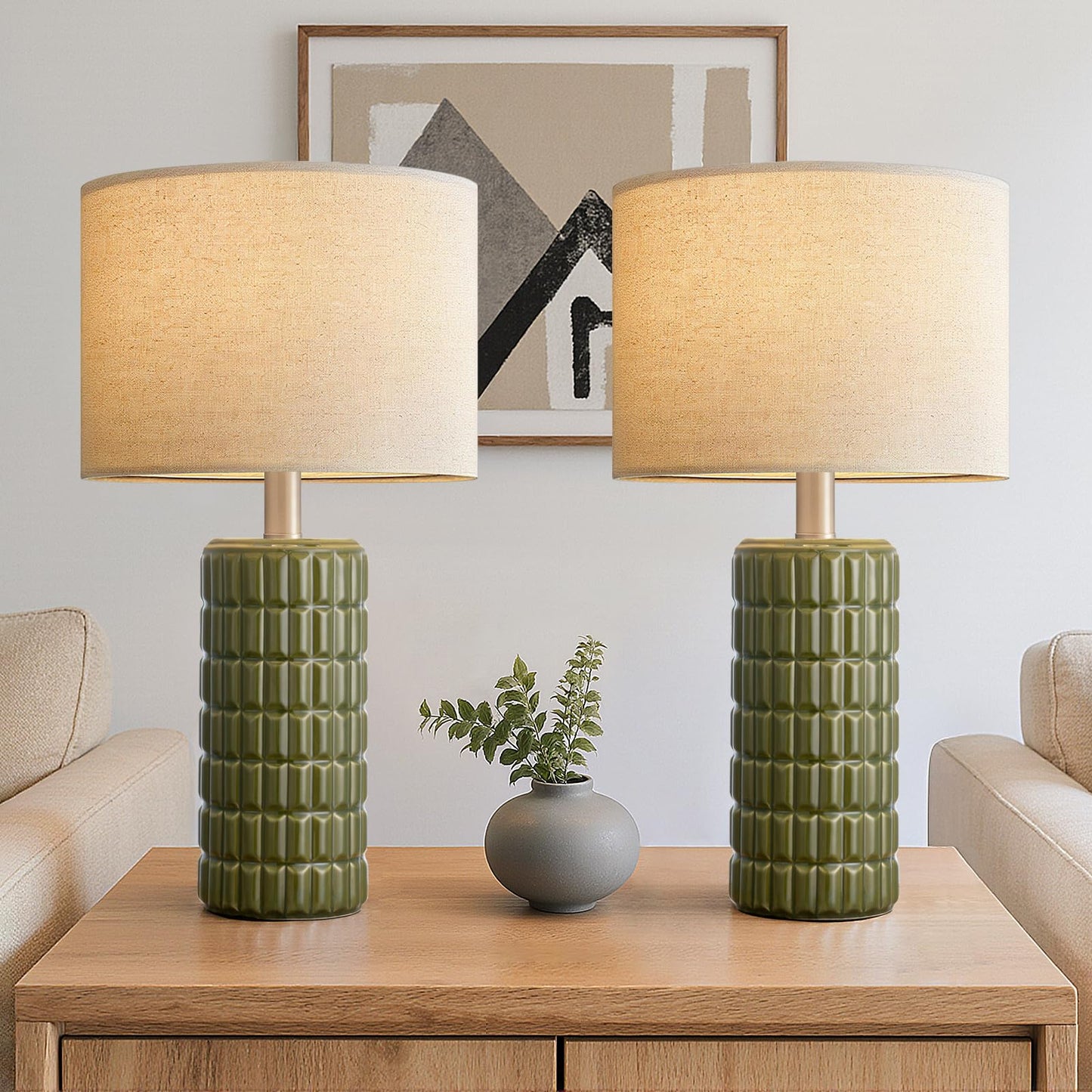 Ceramic Table Lamps, Set of 2