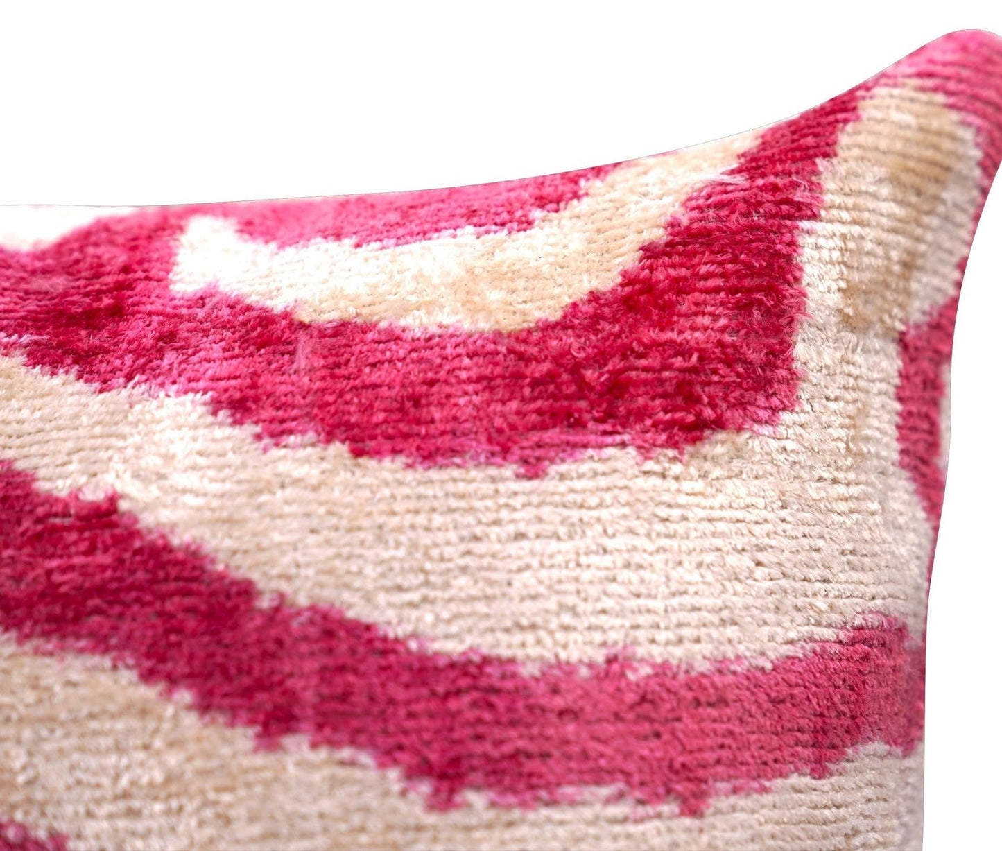 CANVELLO Luxury Velvet Throw Pillow - Handmade Decorative Cushion with Tiger Print Design - Pinkish Red & Beige, 16x16 Inch, Down Feather Insert, Soft & Plush, Boho Chic Accent Pillow for Sofa & Bed