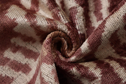 CANVELLO Luxury Handwoven Silk Velvet Throw Pillow 20x20 Inch Burgundy Ikat Pattern