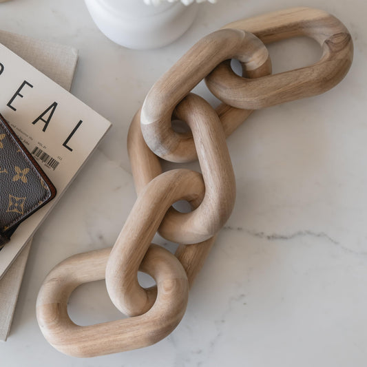 Wood Sculptural Chain Decorative Object