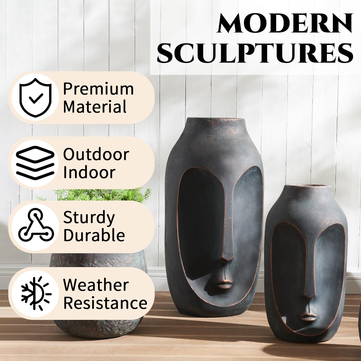 Pair of Artificial Stone Vases