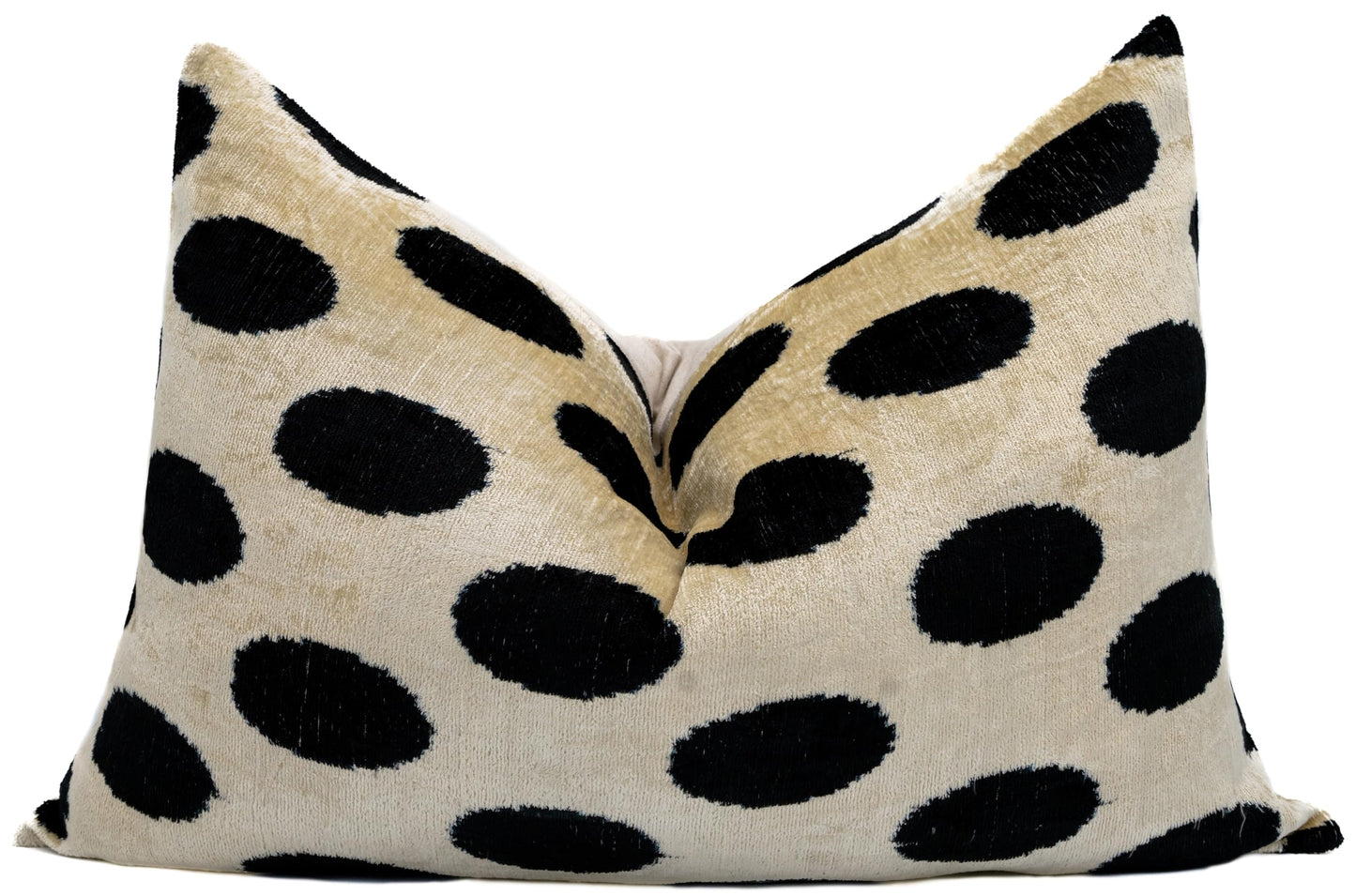 CANVELLO Handmade Velvet Throw Pillow, Down Feather Insert, 16x24 inches, Decorative Black and White Polka Dot Pattern Pillow for Couch & Home Decor