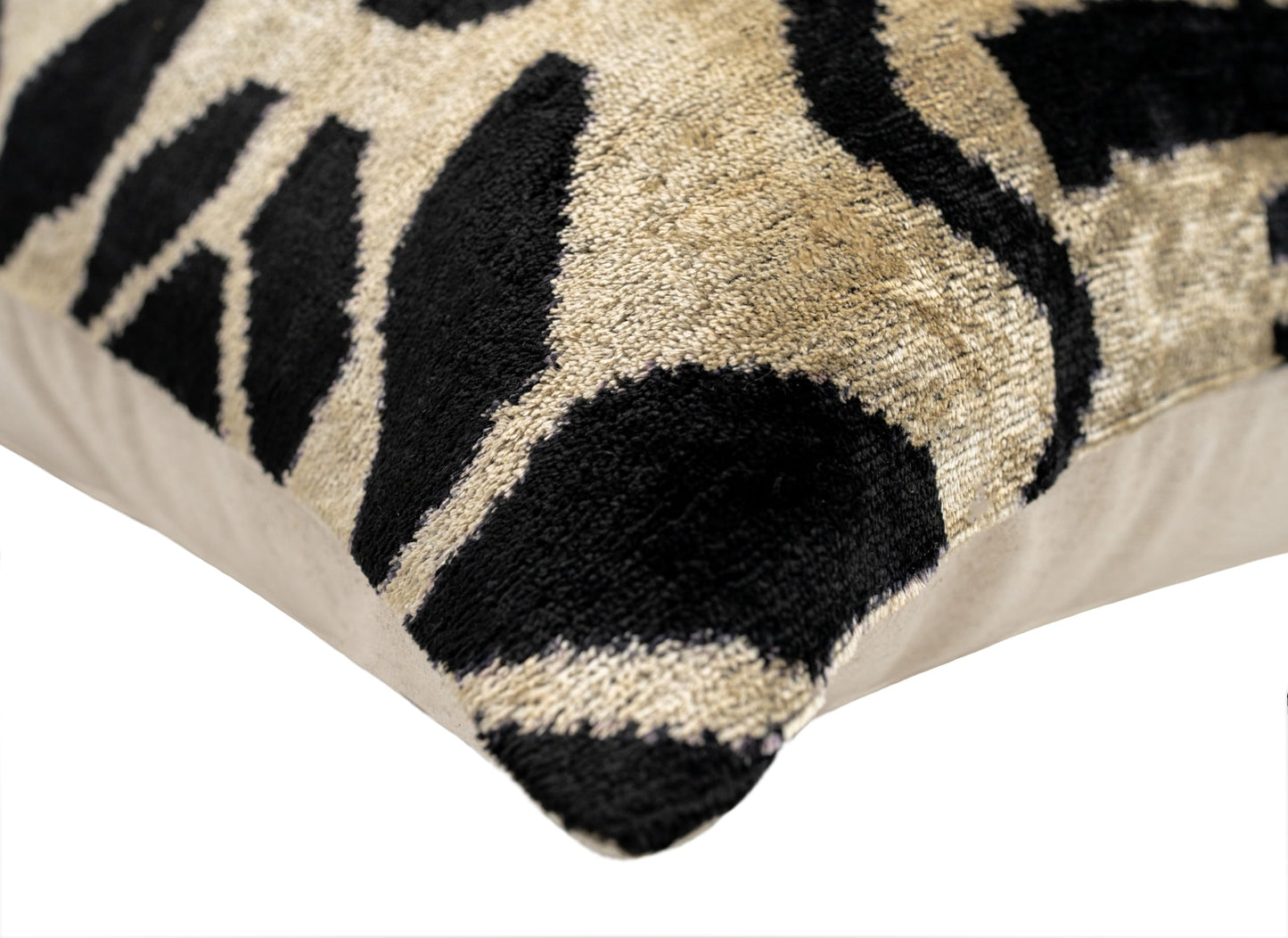 CANVELLO Handmade Velvet Throw Pillow with Down Feather Insert - 16x24 Inches, Black and White Abstract Pattern, Luxury Decorative Cushion