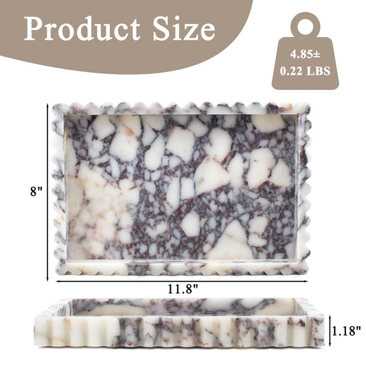 White & Purple Marble Decorative Tray