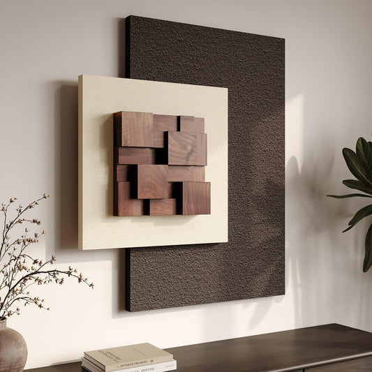 3D Textured Wood & Sandstone Abstract Wall Art