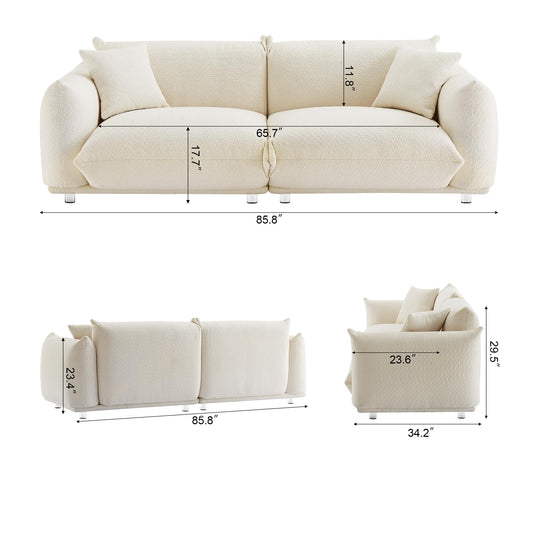 86" Sofa with 2 Throw Pillows