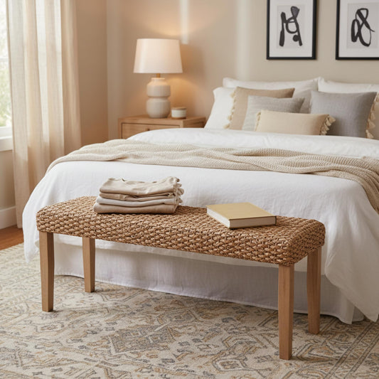 47"W Rattan Bench