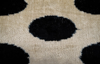 CANVELLO Handmade Velvet Throw Pillow, Down Feather Insert, 16x24 inches, Decorative Black and White Polka Dot Pattern Pillow for Couch & Home Decor