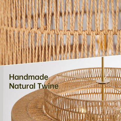 InterMaka 30” Boho Rattan Chandelier Light Fixture, 8-Light Large Hand Woven Pendant Light Fixture Farmhouse Rustic Chandeliers for Dining Room, Kitchen, Bedroom, Living Room, Hallway, Foyer