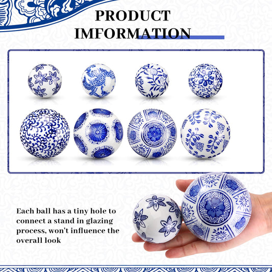 Ceramic Porcelain Decorative Balls, Set of 8