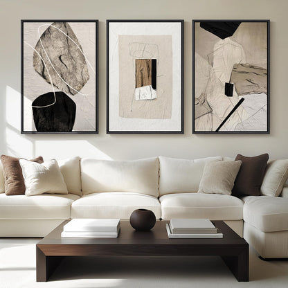 Abstract Print on Canvas Artwork, Set of 3