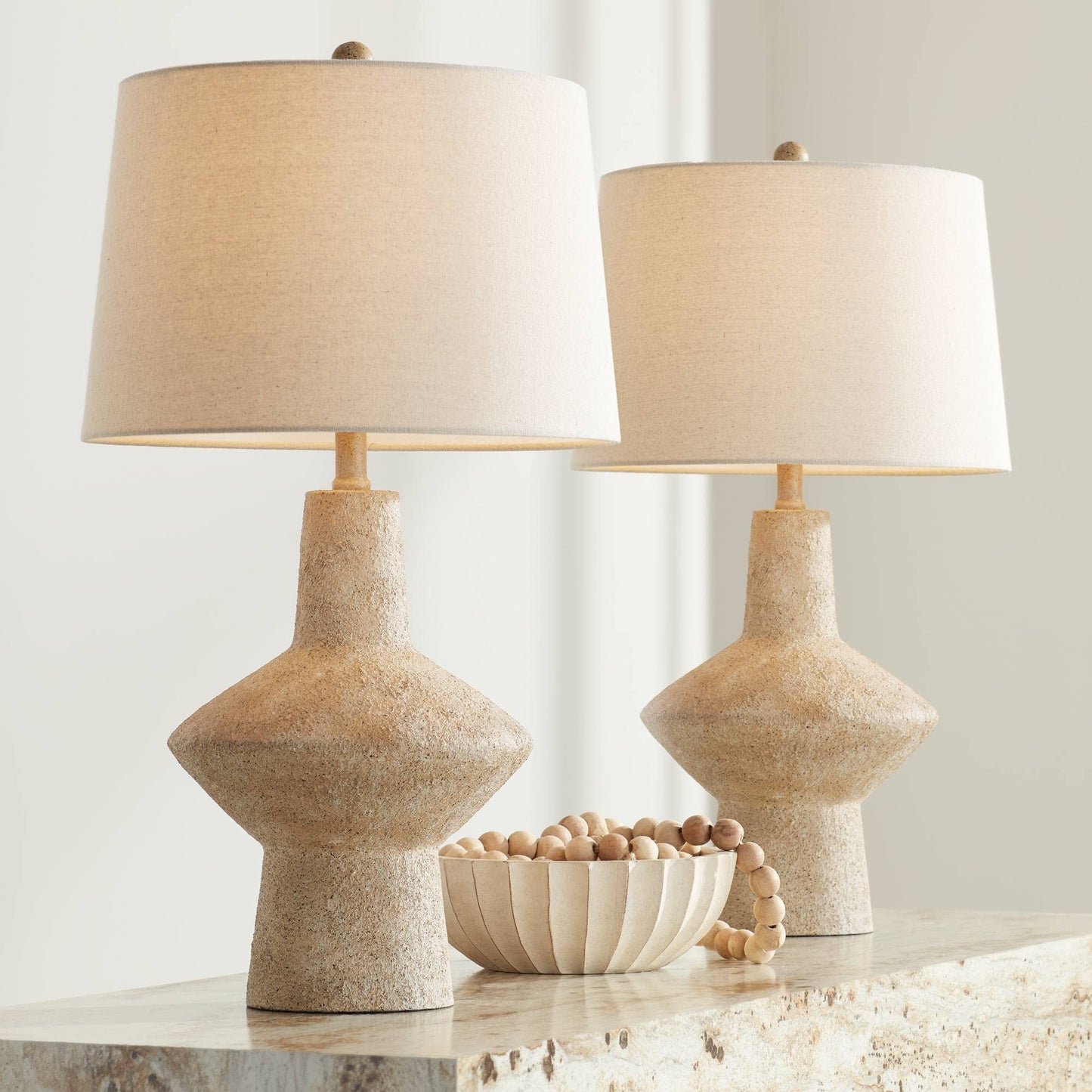 Textured Resin Table Lamps, Set of 2