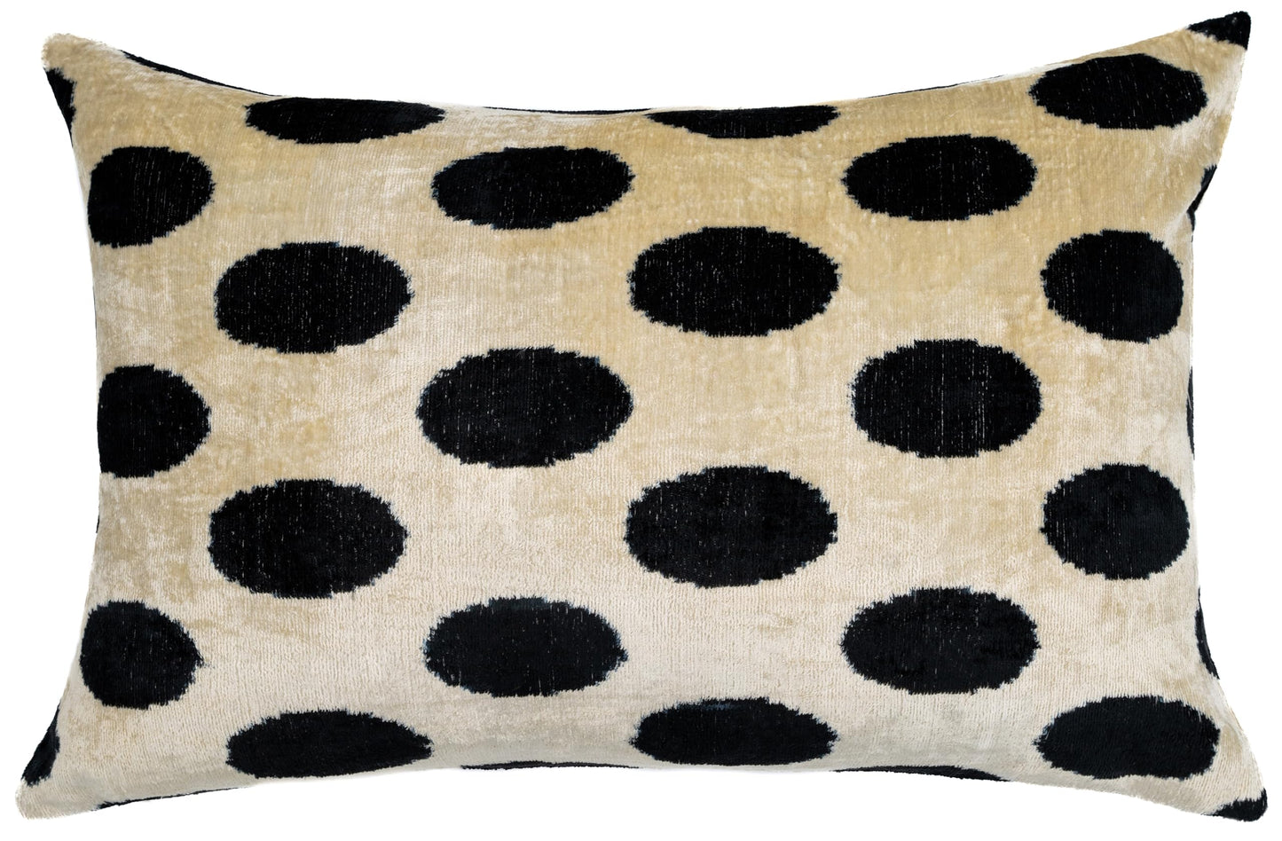 CANVELLO Handmade Velvet Throw Pillow, Down Feather Insert, 16x24 inches, Decorative Black and White Polka Dot Pattern Pillow for Couch & Home Decor
