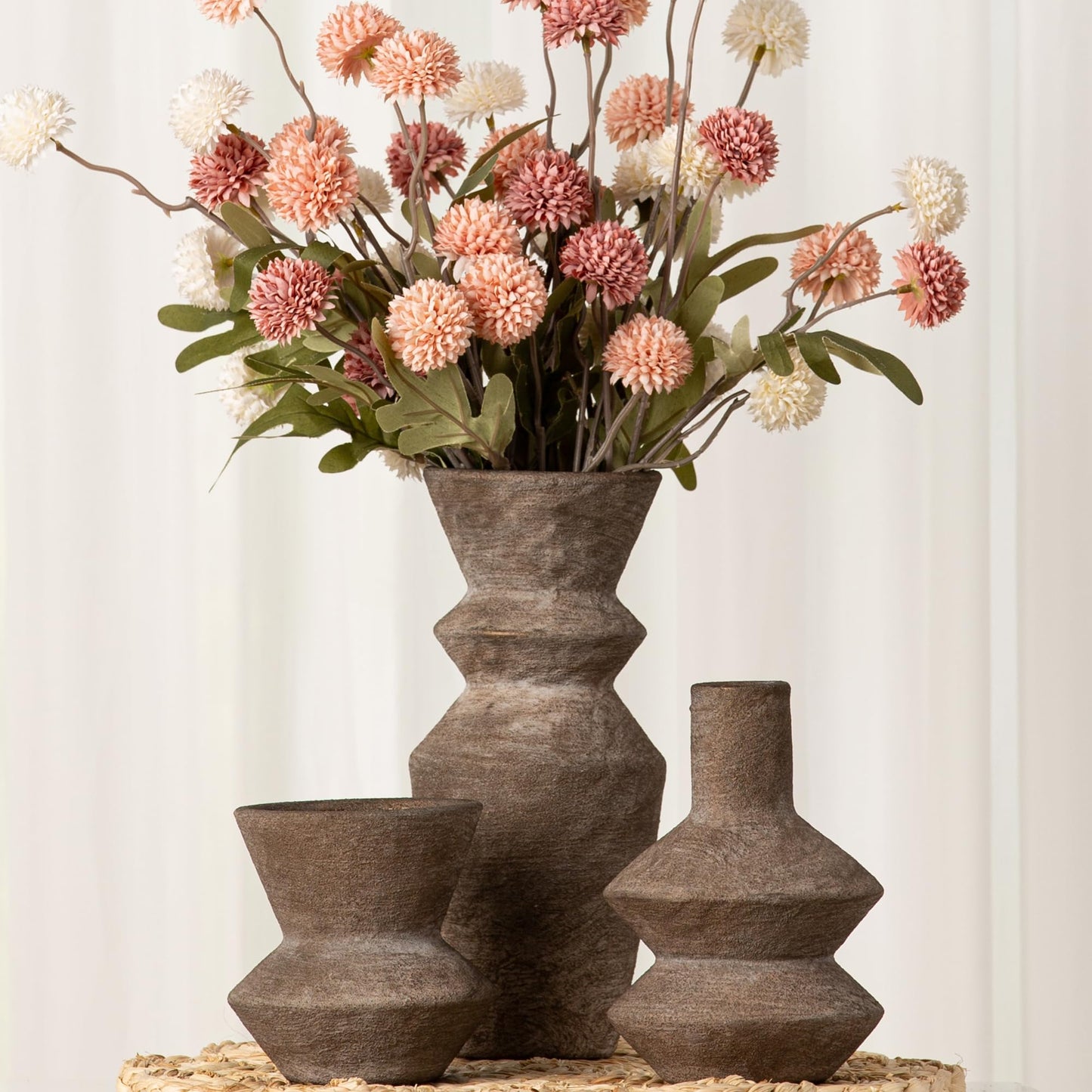 Textured Ceramic Vases, Set of 3