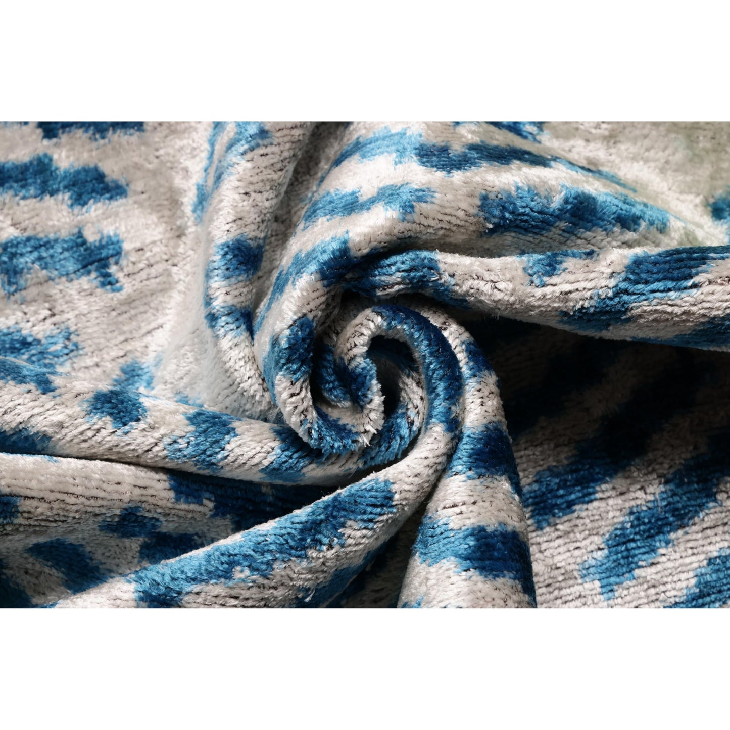 CANVELLO Handmade Blue Ikat Silk Velvet Pillow 20x20 | Designer Accent Cushion