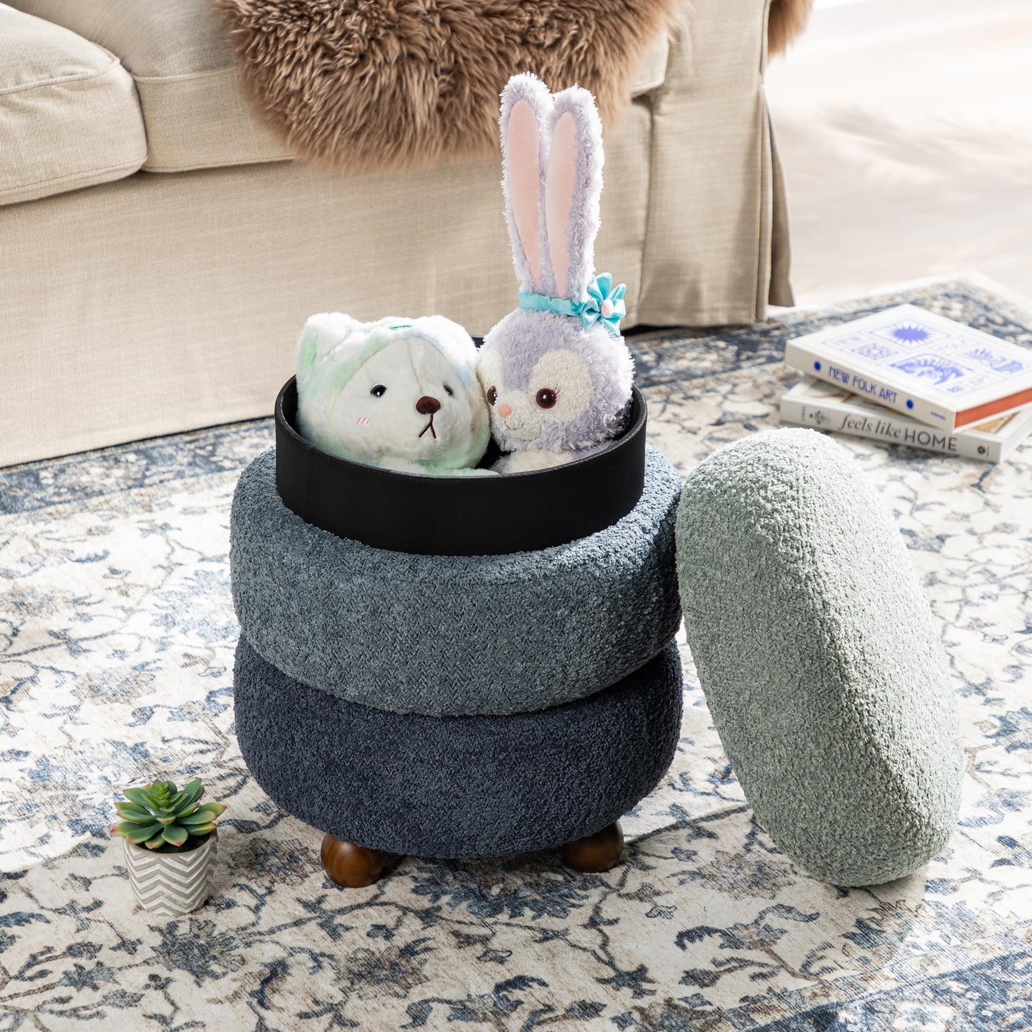 Round Tiered Ottoman with Storage