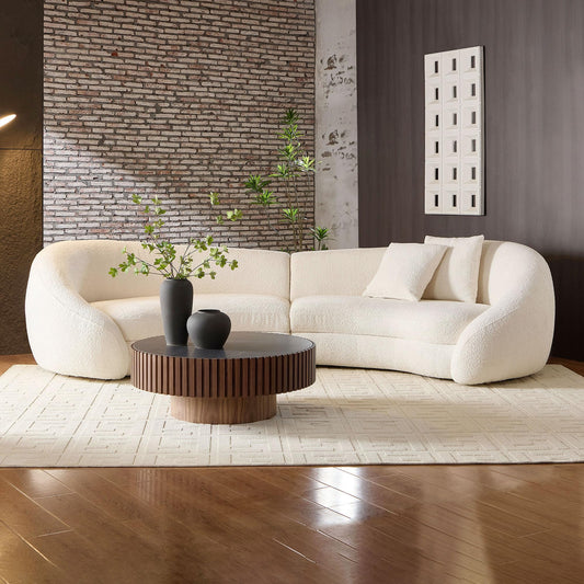 126" Curved Boucle Sectional Sofa