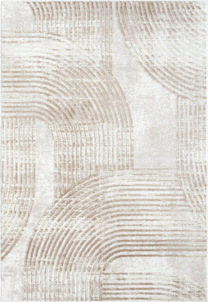 Abani Cream Area Rug for Living Room, Bedroom -Mid-Century Modern- 9' x 12' -Durable & Easy to Clean