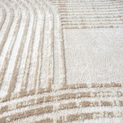 Abani Cream Area Rug for Living Room, Bedroom -Mid-Century Modern- 9' x 12' -Durable & Easy to Clean
