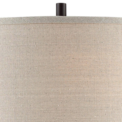 360 Lighting Cody Modern Industrial Rustic Table Lamps 26" High Set of 2 Hammered Oiled Bronze Brown Oatmeal Linen Drum Shade for Living Room Bedroom House Bedside Nightstand Home Office