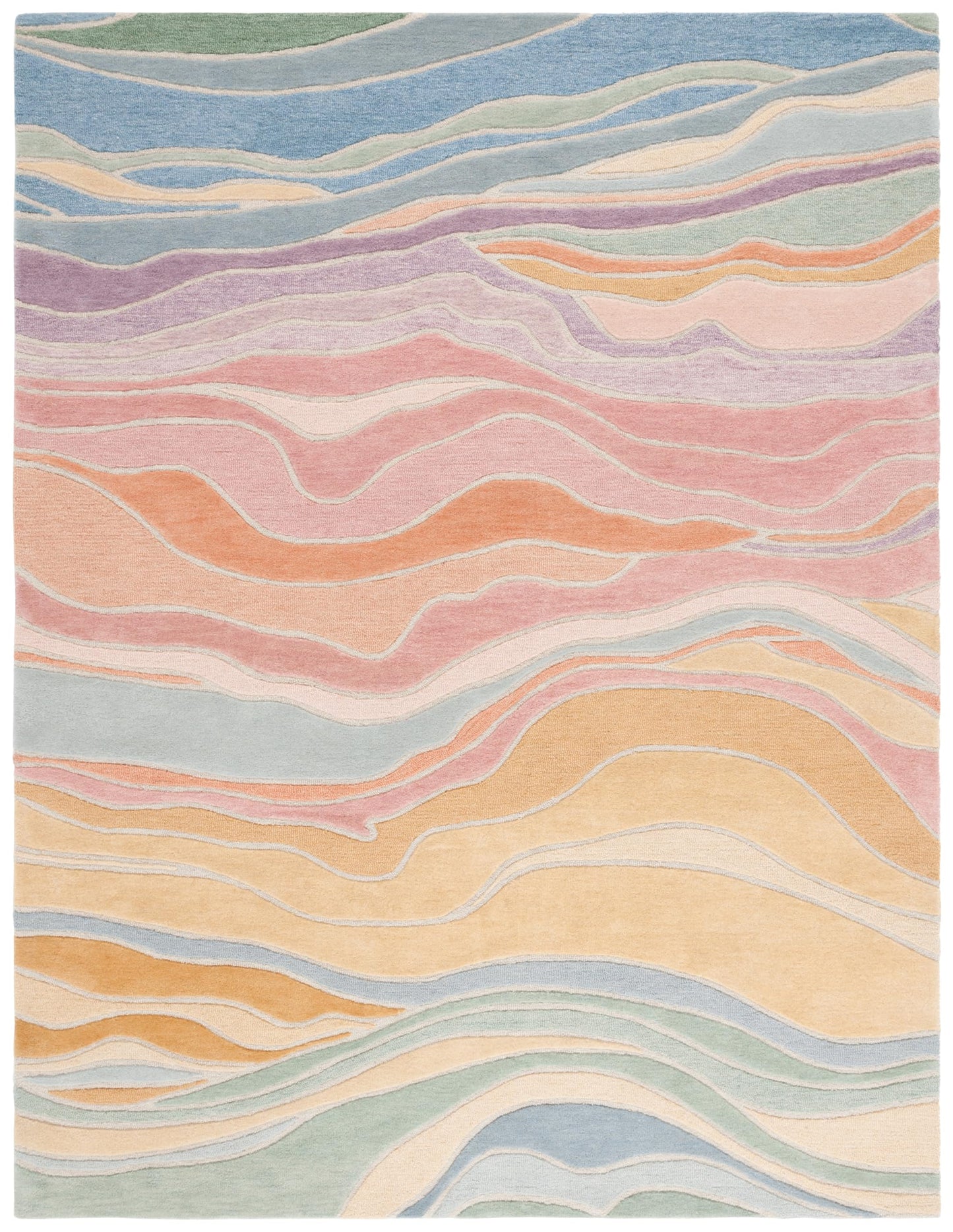 SAFAVIEH Rodeo Drive Collection Area Rug - 10' x 14', Blue/Blush, Geometric Design, Ideal for High Traffic Areas in Living Room, Bedroom, Dining (RD451M)