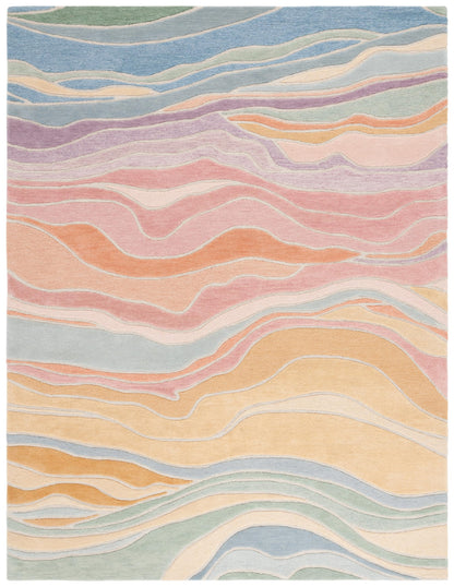 SAFAVIEH Rodeo Drive Collection Area Rug - 10' x 14', Blue/Blush, Geometric Design, Ideal for High Traffic Areas in Living Room, Bedroom, Dining (RD451M)