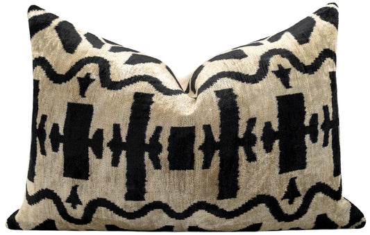 Velvet Lumbar Pillow with Down Feather Insert