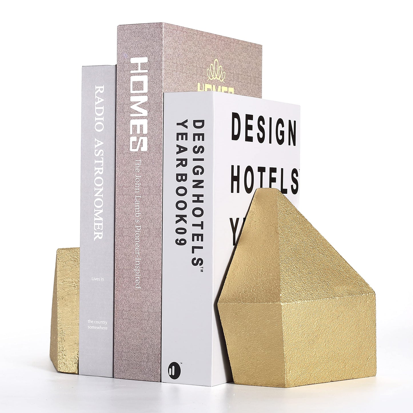 Gold Cast Iron Geometric Bookends
