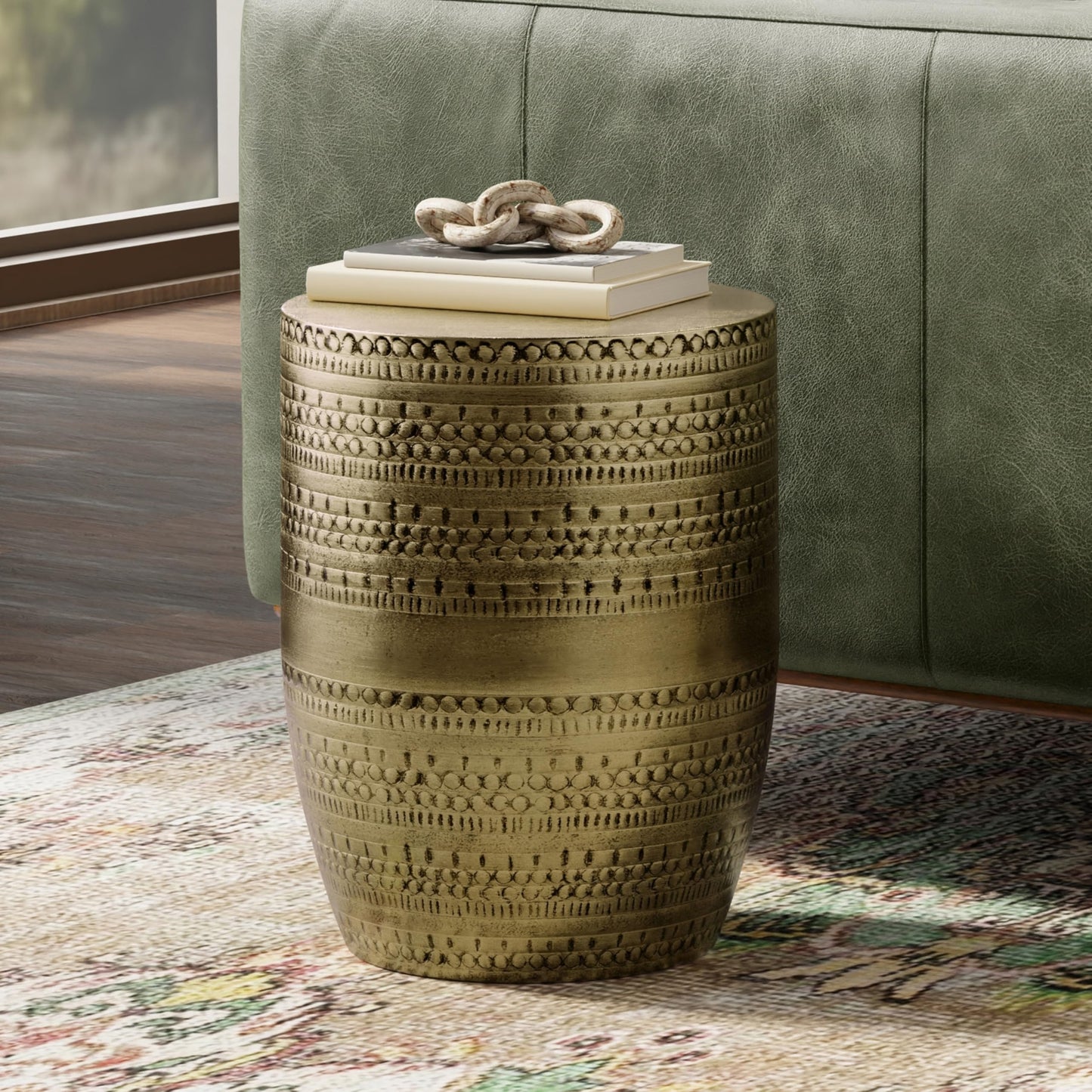 Metal Drum Accent Table