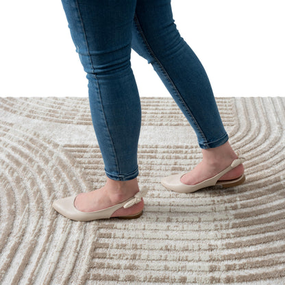 Abani Cream Area Rug for Living Room, Bedroom -Mid-Century Modern- 9' x 12' -Durable & Easy to Clean