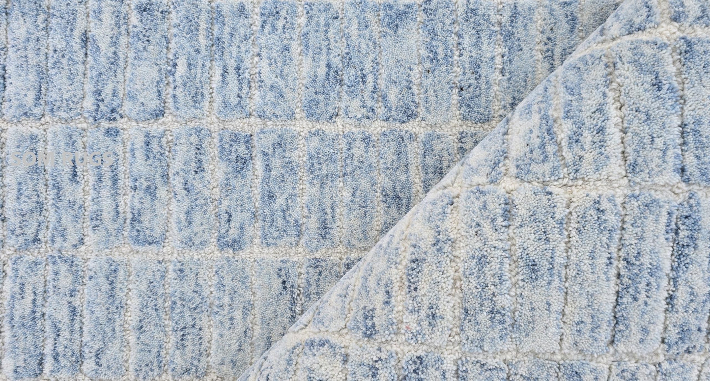 SOM RUGS 100% Authentic Capitola Tufted Handmade Woolen Area Rug Bedroom Decor Office Rug (Blue, 10 x 14 Feet)