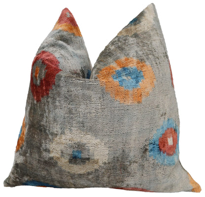 CANVELLO Handmade Decorative Throw Pillow with Down Filled Insert, Gray Polka Dots Pattern Soft Velvet Silk Square Throw Cushion Cover for Living Room Sofa Couch, QC in The USA - 20" x 20" in