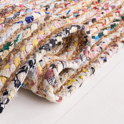 SAFAVIEH Area Rug 8x10 - Cape Cod Collection - Large - Beige & Multi, Handmade Jute & Cotton, Woven Braided Design (CAP202B)