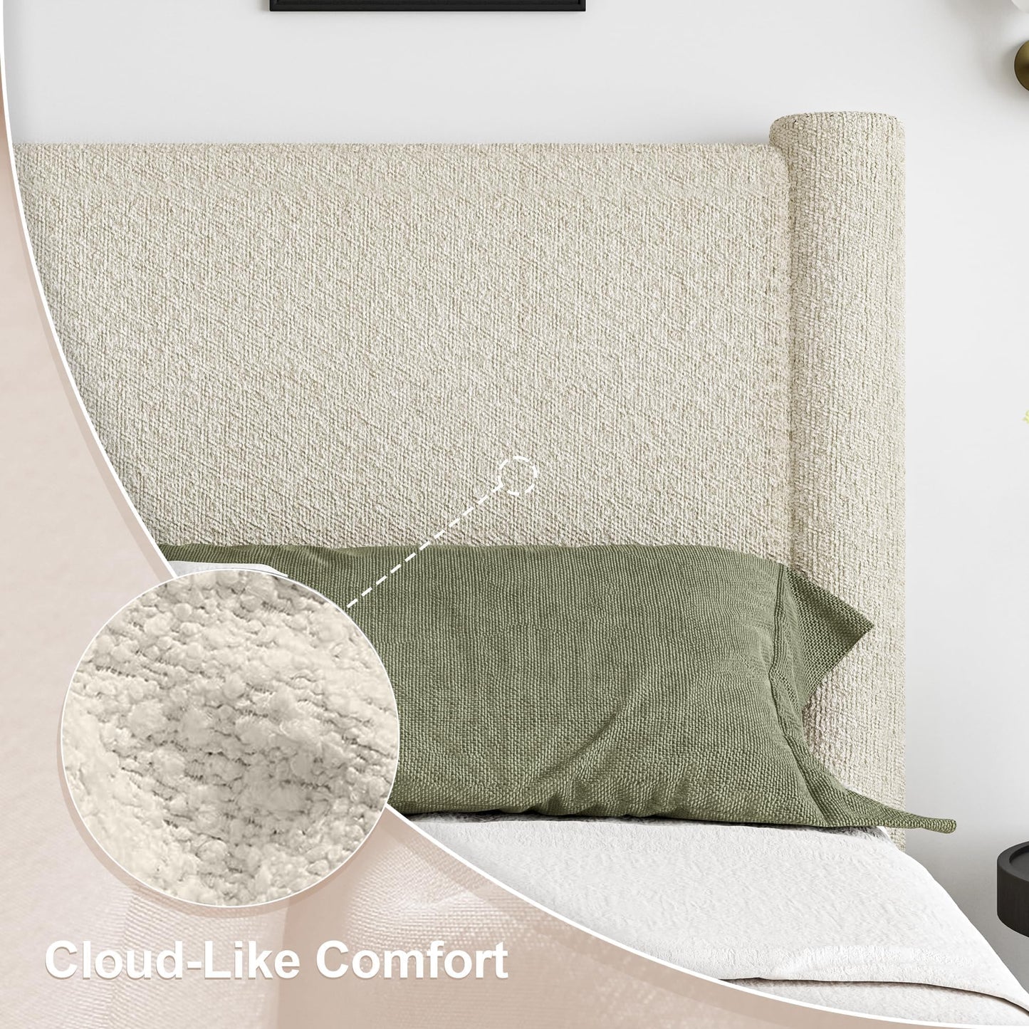 Boucle Upholstered Bed Frame, King