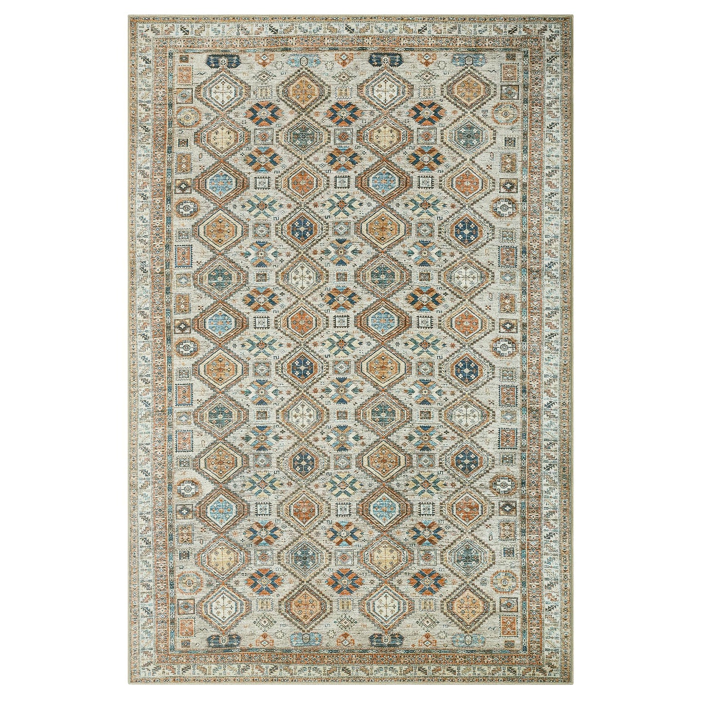 Keen Home Design 10x14 Rug - Machine Washable Area Rug with Non-Slip Backing, Ideal for Living Room, Dining Room, Bedroom - Vintage, Easy Clean, Durable, Low Pile Rug - (9'7" x 14')